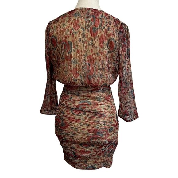 BASH AMELIA FLORAL METALLIC RUCHED PARTY DRESS - XS (0) - Picture 4 of 15